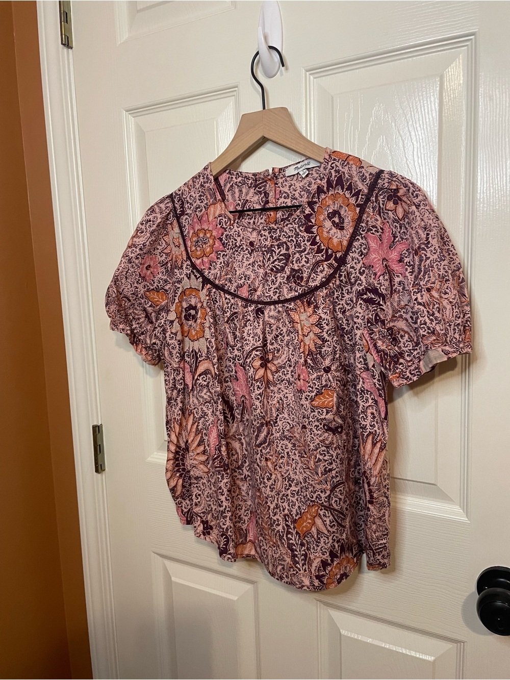 Madewell Bali Blooms Yoked Puff Sleeve Top Size Small - Picture 3 of 10